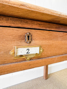 Antique English Oak Writing Desk c1900 with Numbered Drawers!