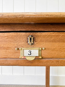 Antique English Oak Writing Desk c1900 with Numbered Drawers!