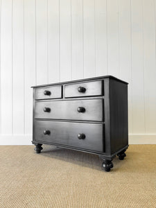 An Ebonized English Pine Chest of Drawers Dresser c1890