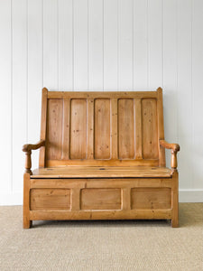 An Antique English 19th Century Pine Settle