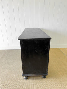 An Ebonized English Country Pine Buffet Sideboard