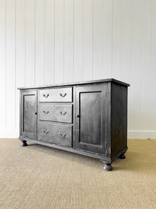 An Ebonized English Country Pine Buffet Sideboard