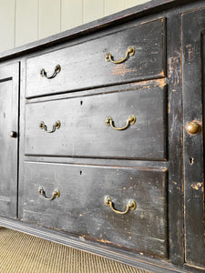 An Ebonized English Country Pine Buffet Sideboard