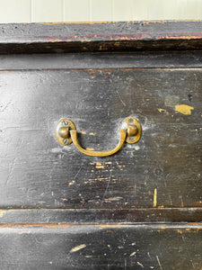 An Ebonized English Country Pine Buffet Sideboard