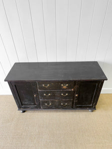 An Ebonized English Country Pine Buffet Sideboard