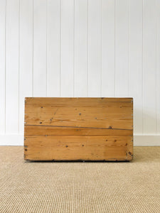 An Antique Low English Pine Chest of Drawers or Bank of Drawers with Campaign Brasses c1890