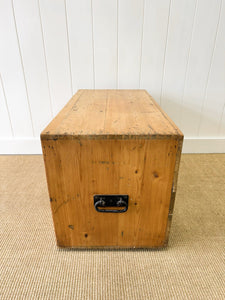 An Antique Low English Pine Chest of Drawers or Bank of Drawers with Campaign Brasses c1890