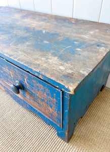 An Antique Blue English Painted Pine Trunk