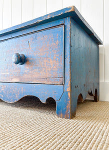 An Antique Blue English Painted Pine Trunk