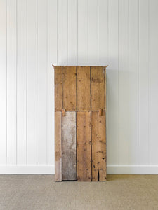 A Narrow Pine 19th Century Cupboard with Glazed Door