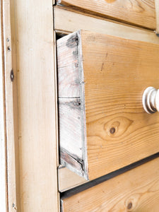 A Narrow Pine 19th Century Cupboard with Glazed Door