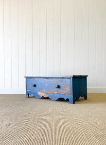 An Antique Blue English Painted Pine Trunk