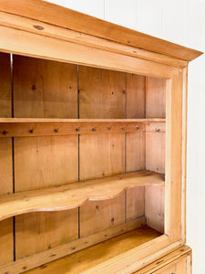 A Narrow Pine 19th Century Cupboard with Glazed Door