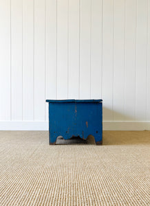 An Antique Blue English Painted Pine Trunk