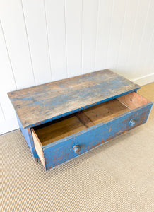 An Antique Blue English Painted Pine Trunk