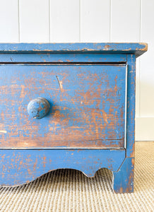 An Antique Blue English Painted Pine Trunk