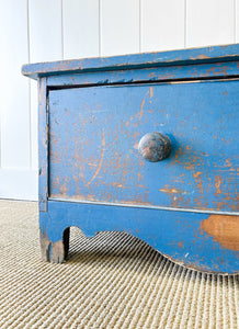 An Antique Blue English Painted Pine Trunk