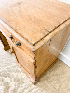 Antique English Pine Pedestal Desk or Sideboard c1890