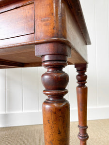 Antique English Country Mahogany Library Table Desk on Castors c1890