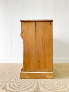 A Charming Low English Pine Chest of Drawers Dresser with Wooden Knobs c1890