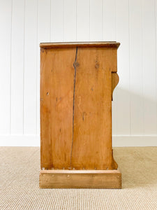 A Charming Low English Pine Chest of Drawers Dresser with Wooden Knobs c1890