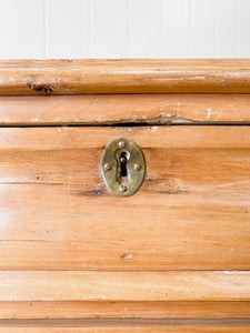 A Charming Low English Pine Chest of Drawers Dresser with Wooden Knobs c1890