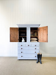 A Large 19th Century English Pine Linen Press Housekeepers Cupboard