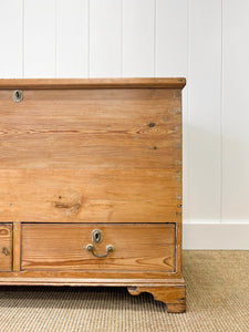 An English Pine Mule Chest Trunk or Blanket Box c1850