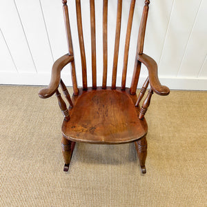 A Victorian Beech Farmhouse Rocking Chair