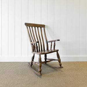 A Victorian Elm & Beech Farmhouse Rocking Chair