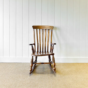 A Victorian Elm & Beech Farmhouse Rocking Chair