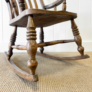 A Victorian Elm & Beech Farmhouse Rocking Chair