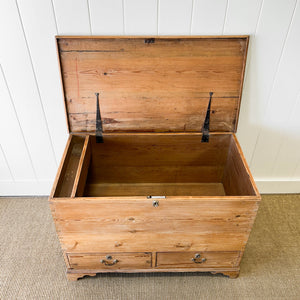 An English Pine Mule Chest Trunk or Blanket Box c1850