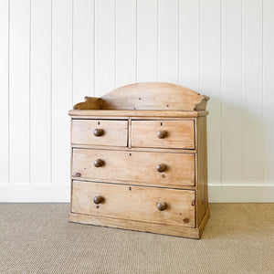 An Antique English Pine Chest of Drawers Dresser with Gallery c1890