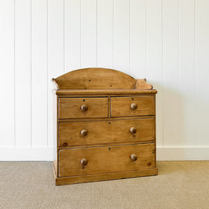 An Antique English Pine Chest of Drawers Dresser with Gallery c1890