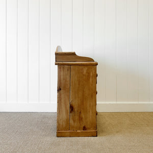 An Antique English Pine Chest of Drawers Dresser with Gallery c1890