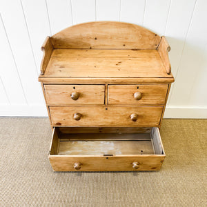 An Antique English Pine Chest of Drawers Dresser with Gallery c1890