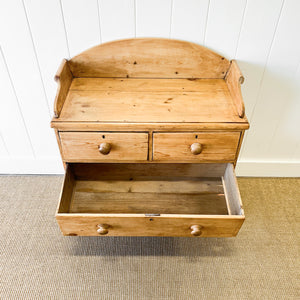 An Antique English Pine Chest of Drawers Dresser with Gallery c1890