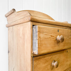 An Antique English Pine Chest of Drawers Dresser with Gallery c1890