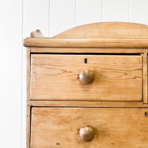 An Antique English Pine Chest of Drawers Dresser with Gallery c1890