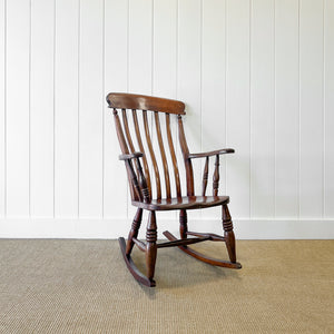 A Victorian Beech Farmhouse Rocking Chair