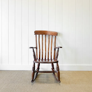 A Victorian Beech Farmhouse Rocking Chair