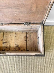 A Black English Pine Tool Box or Coffee Table With Iron Handles c1850