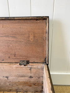 A Black English Pine Tool Box or Coffee Table With Iron Handles c1850