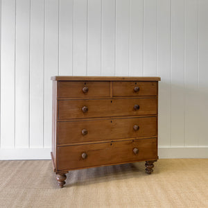 A 19th Century English Pine and Ash Chest of Drawers/Dresser with Tulip Feet