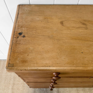 A 19th Century English Pine and Ash Chest of Drawers/Dresser with Tulip Feet