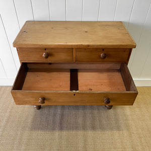 A 19th Century English Pine and Ash Chest of Drawers/Dresser with Tulip Feet