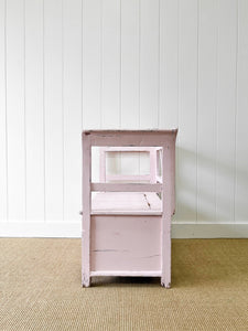 A Light Pink Painted Antique Pine Bench c1890