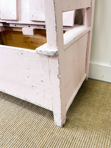 A Light Pink Painted Antique Pine Bench c1890