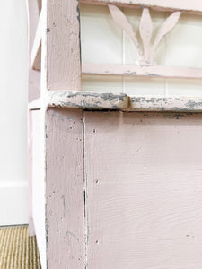 A Light Pink Painted Antique Pine Bench c1890